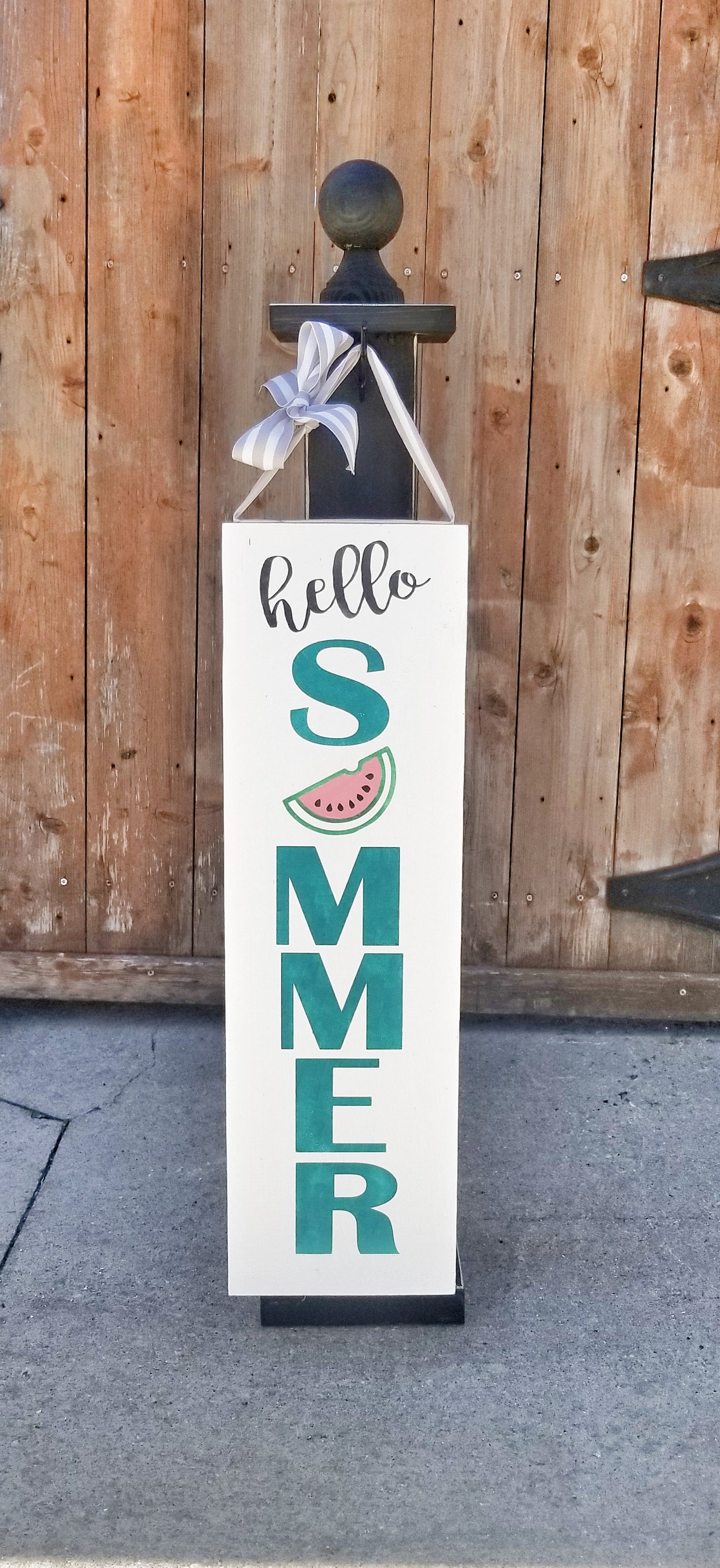 Watermelon Summertime Sign and Hanging Post