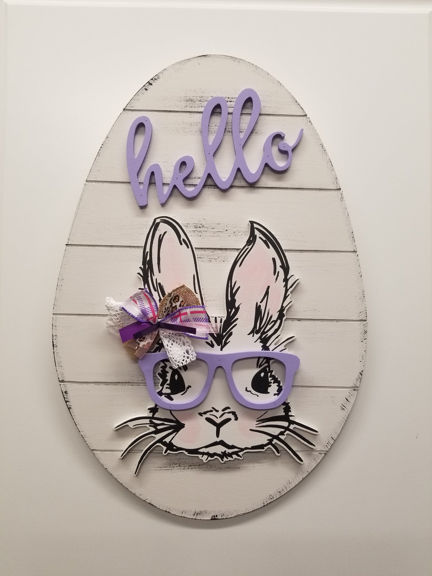Bunny with Glasses Lavender Door Hanger