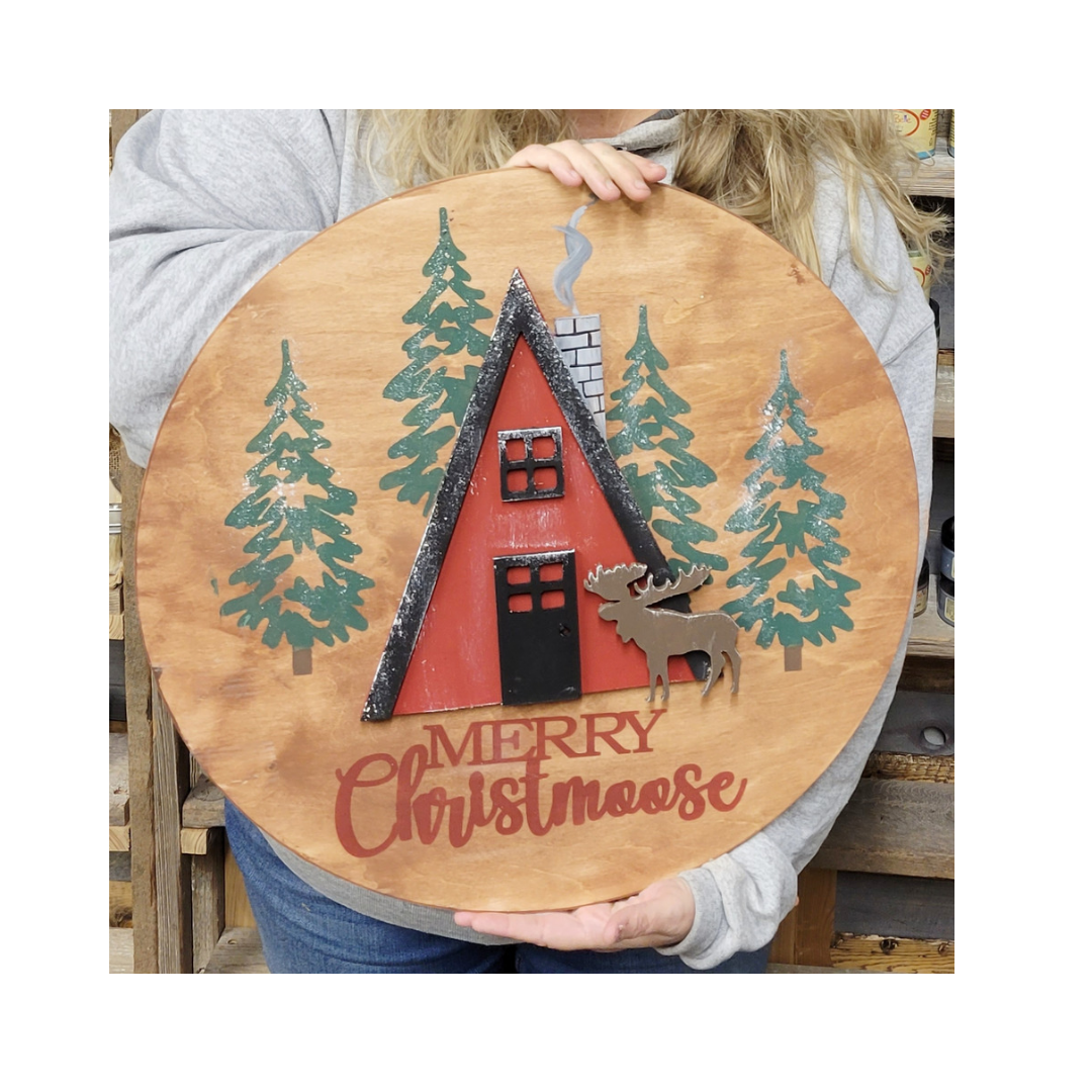 Merry Christmoose 18" doorhanger