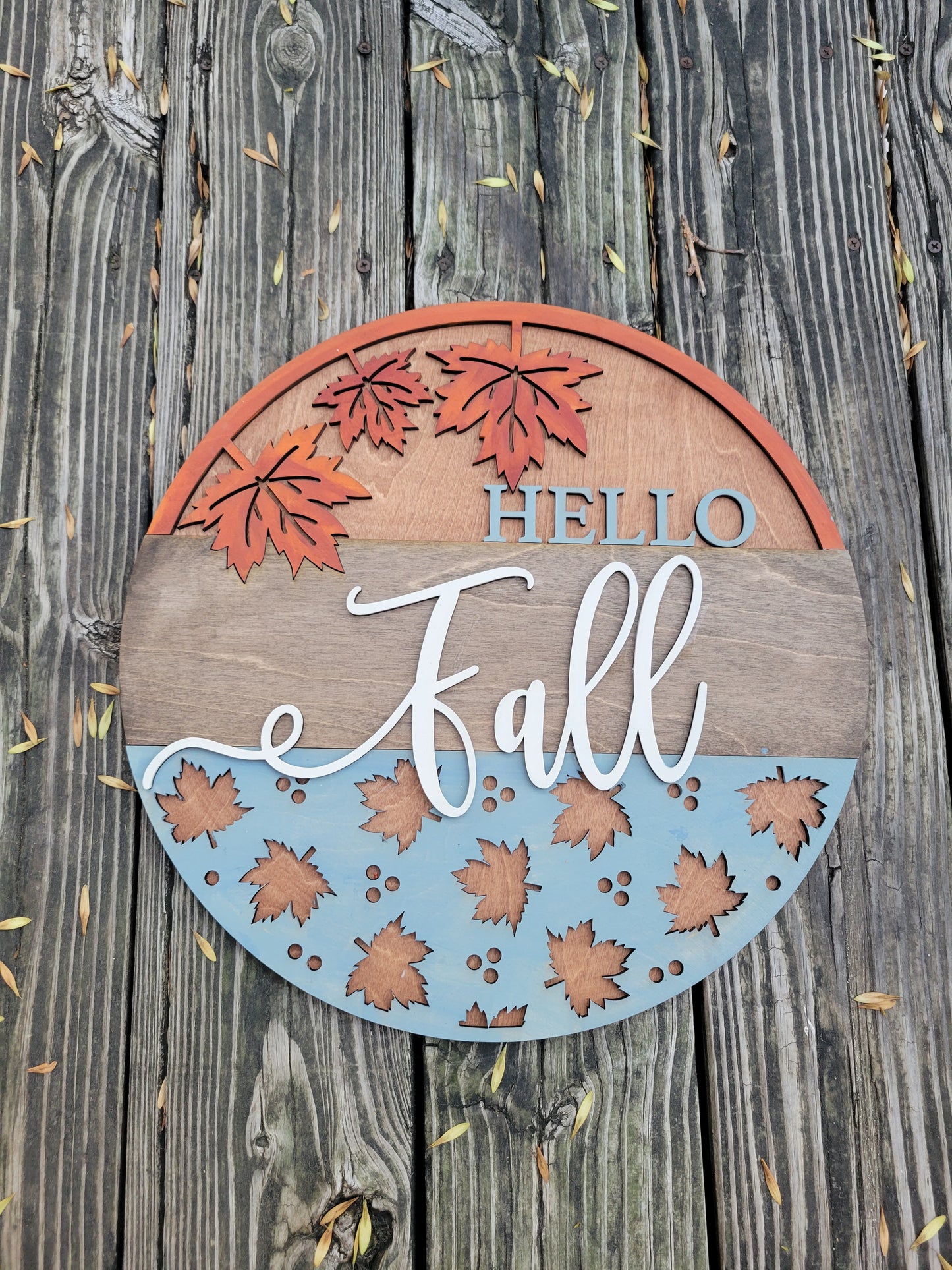 Hello Fall Maple Leaf Doorhanger Blank