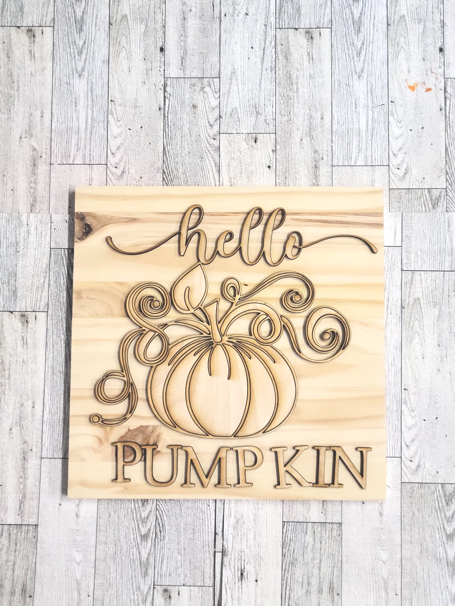 Hello Pumpkin Swirl Blank Sign