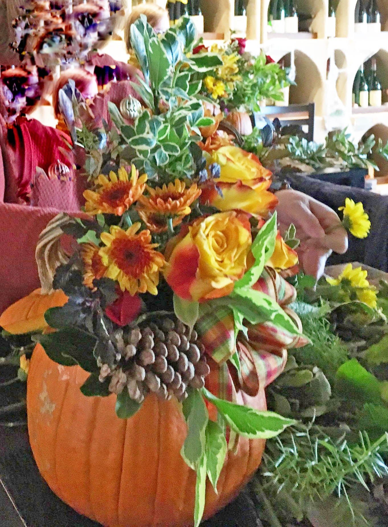 Oct. 29th -Fresh Flower Pumpkin Centerpiece Class at WINESTYLES ON EDGEWOOD