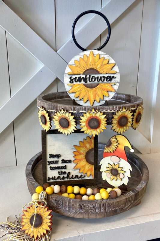 Sunflower Tiered Tray Decor