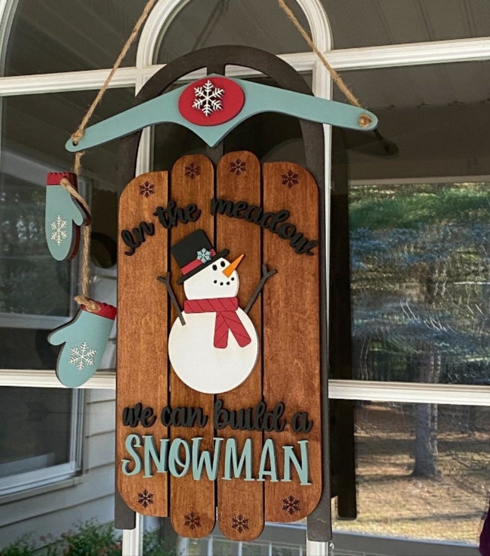 Snowman Sled Doorhanger