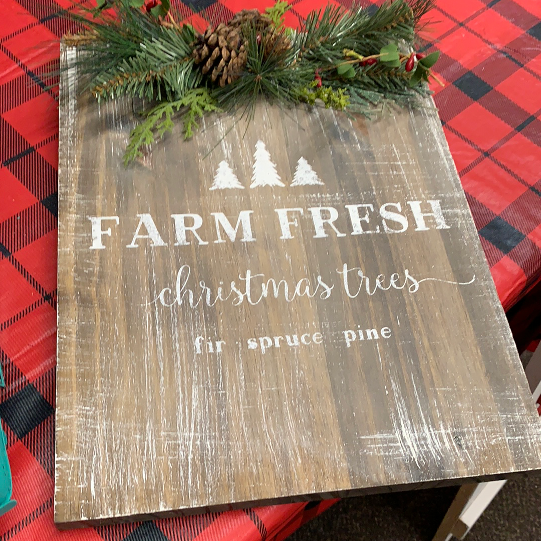 Farm Fresh Christmas trees sign