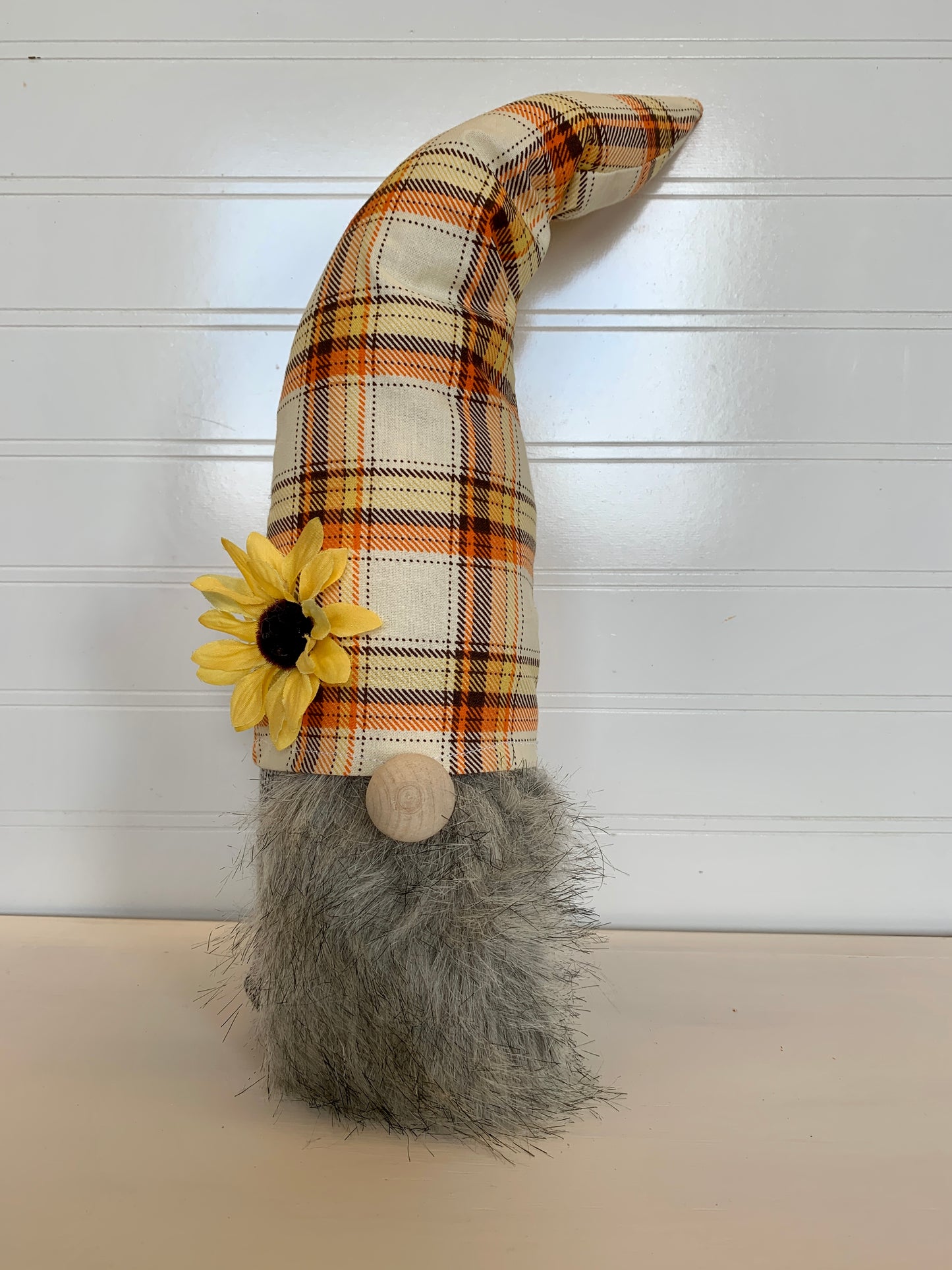 Large plaid hat with sunflower