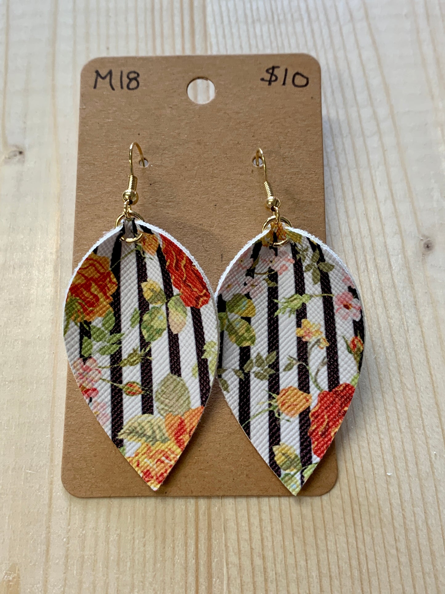 Floral stripe earrings