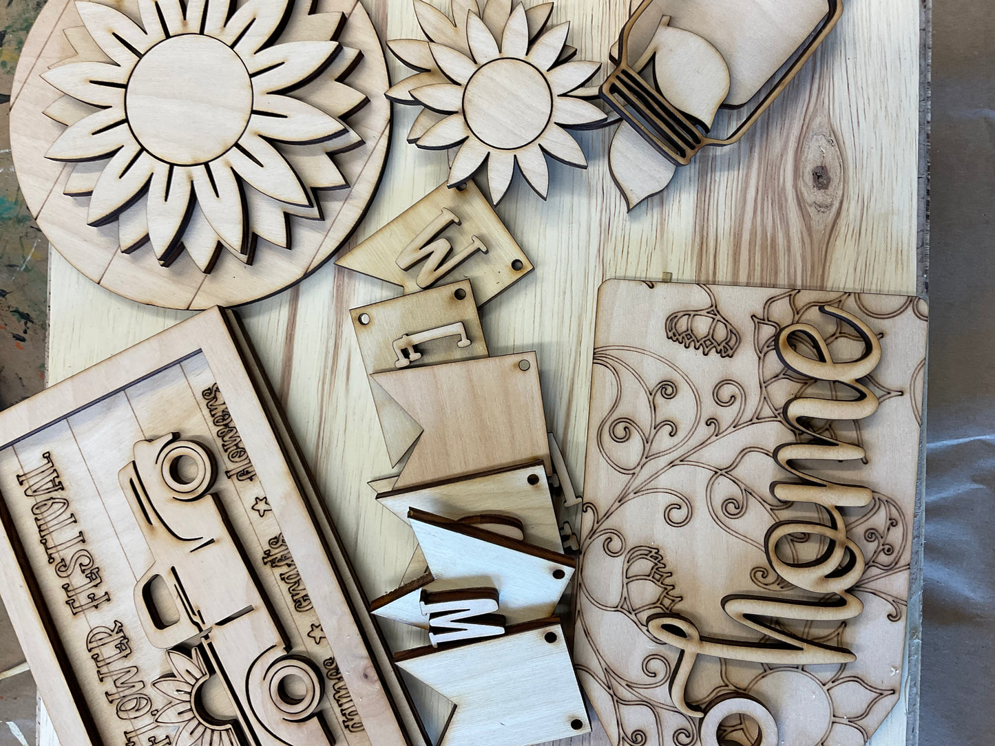 Sunflower tier tray kit DIY, wood pieces only